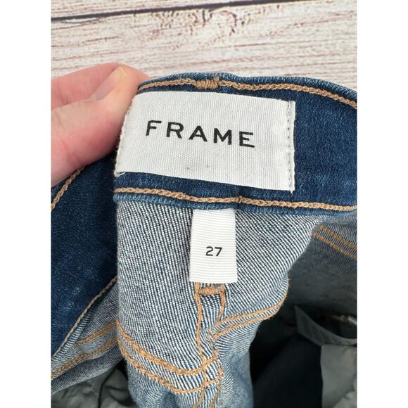 FRAME Denim Distressed Le High Skinny Crop Jeans Women's 27 Blue Medium Wash - Picture 9 of 14